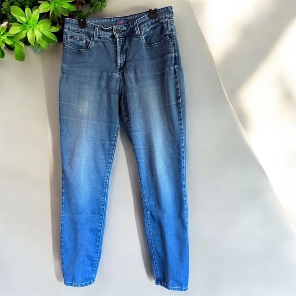 NYDJ Legging Straight Jeans Size 12 Medium Wash Faded Denim 29 Inseam